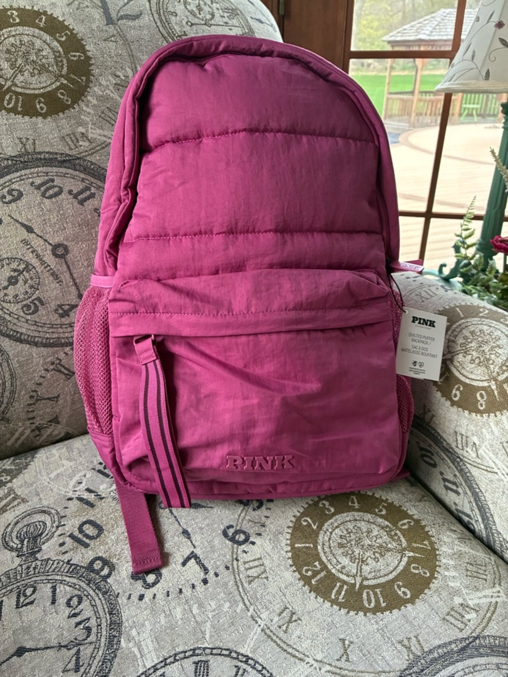 PINK Victoria's Secret Deep Raspberry Quilted Backpack